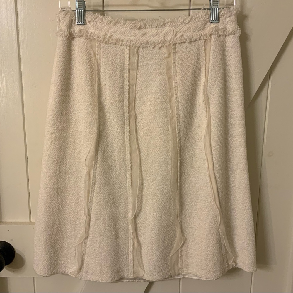 Lida Baday cream textured A-line MIDI Skirt women’s 6